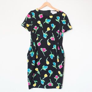 Adrienne Vittadini Dresses | Vintage 80’s/90’s Floral Tulip Print Dress | Size 8